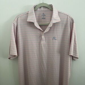 Rhoback Mens Large Red White & Blue Striped Polo